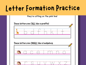 Tall, Small & Hanging Letters Handwriting Practice