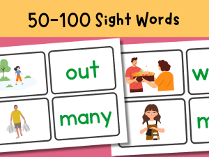 Sight word picture cards 51-100 printable high frequency word cards for early reading