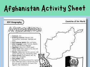 KS1 Afghanistan activity sheet printable geography fact page with map and flag