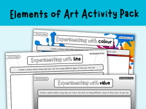 KS2 elements of art activity pack printable worksheets for line shape form value texture space and colour